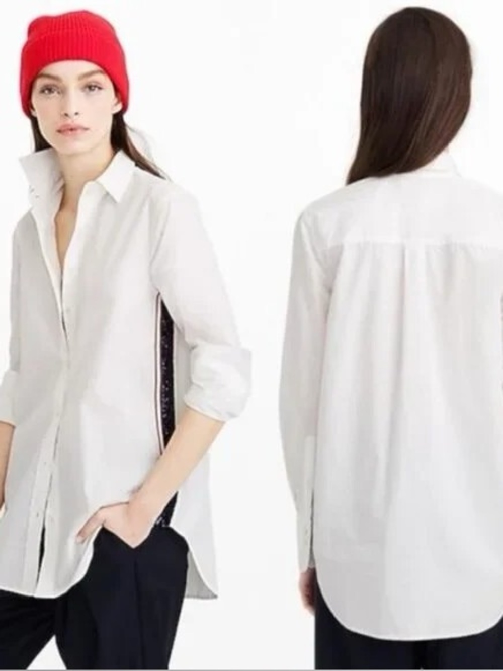 J Crew Classic White Women's Button-Down Shirt with Side Trim sz 14 - Picture 8 of 11